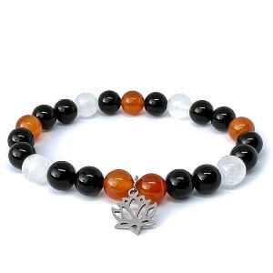 Minerální náramek karneol, onyx, křišťál -  VLČÍ MÁK